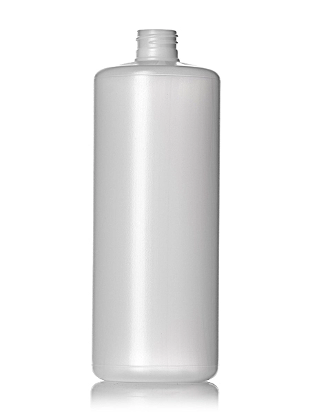 32 oz Natural-Colored HDPE Plastic Cylinder Round Bottle – b141a