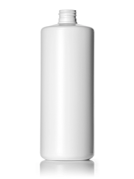 32 oz White HDPE Plastic Cylinder Round Bottle – B142A