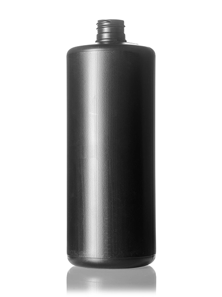 32 oz Black HDPE Plastic Cylinder Round Bottle – B142BK