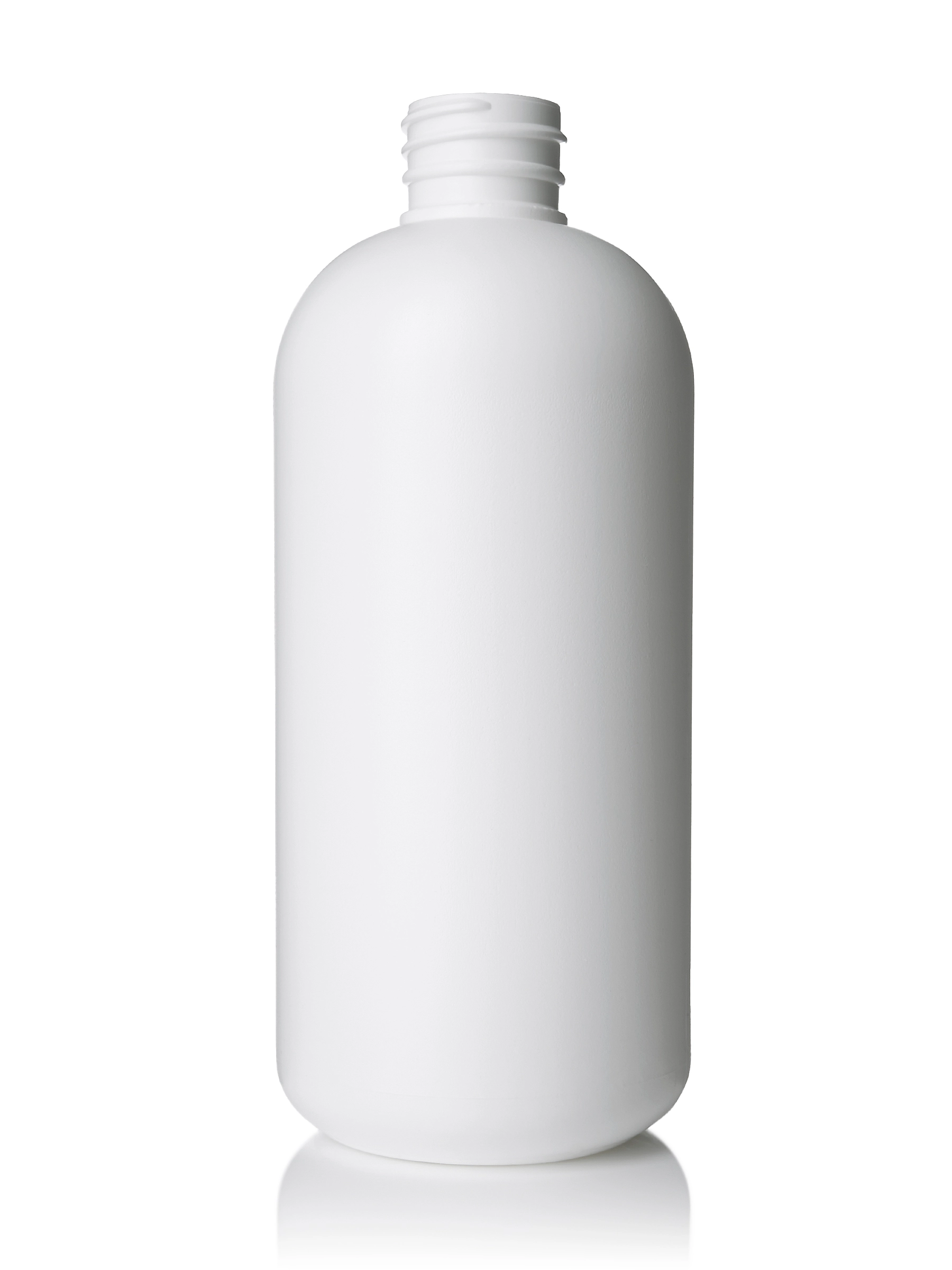 16 oz White HDPE Plastic Tall Boston Round Bottle – B15146WH
