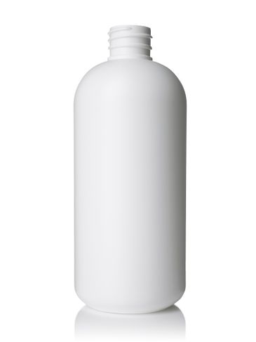 16 oz white HDPE plastic tall boston round bottle with 28-410 neck finish (32 grams)