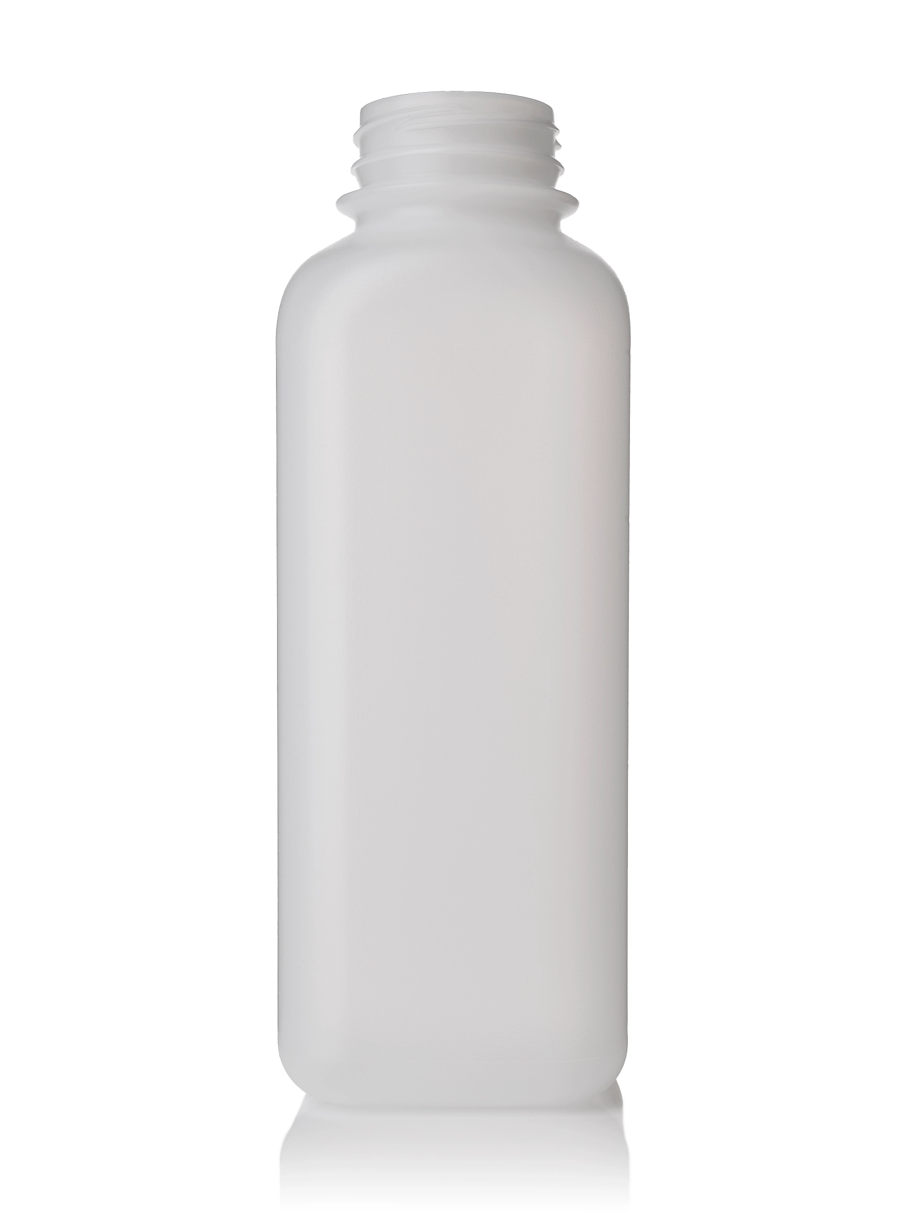 16 oz Natural-Colored Square HDPE Plastic Dairy Bottle – B1546NT