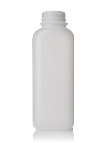 16 oz natural-colored square HDPE plastic dairy bottle with 38-DBJ neck finish
