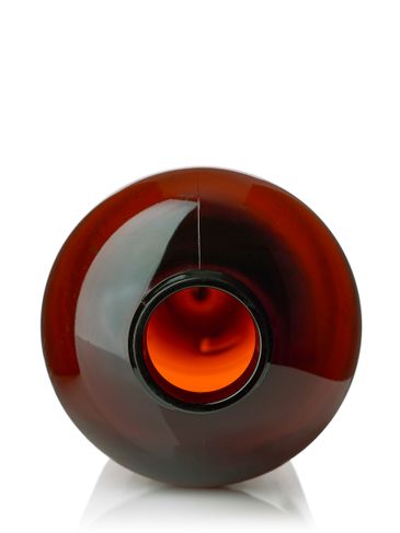 16 oz amber PET plastic boston round bottle with 28-410 neck finish