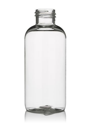 4 oz clear PET plastic boston round bottle with 24-410 neck finish
