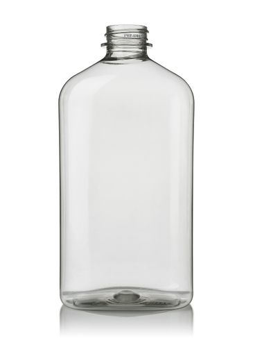 500 mL clear 100% PCR PET plastic metric oblong bottle with 28-400 neck finish
