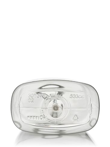 500 mL clear 100% PCR PET plastic metric oblong bottle with 28-400 neck finish