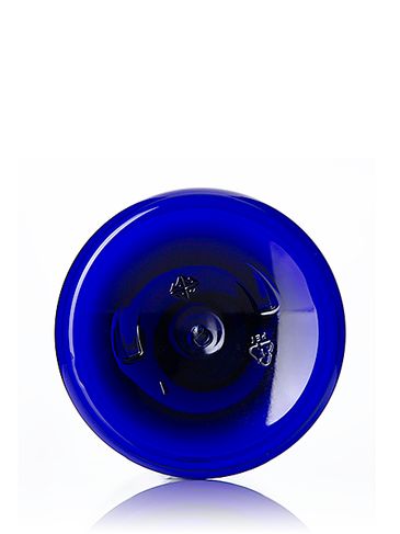 32 oz cobalt blue PET plastic boston round bottle with 28-410 neck finish