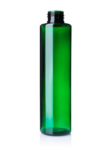 6 oz green PET plastic slim cylinder round bottle with 24-410 neck finish