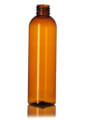 4 oz light amber PET plastic bullet round bottle with 20-410 neck finish