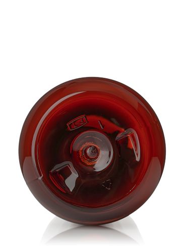 8 oz amber PET plastic boston round bottle with 24-410 neck finish