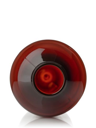 8 oz amber PET plastic boston round bottle with 24-410 neck finish