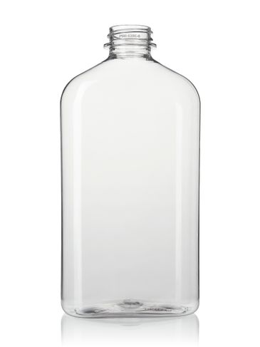 500 mL clear PET plastic metric oblong bottle with 28-400 neck finish