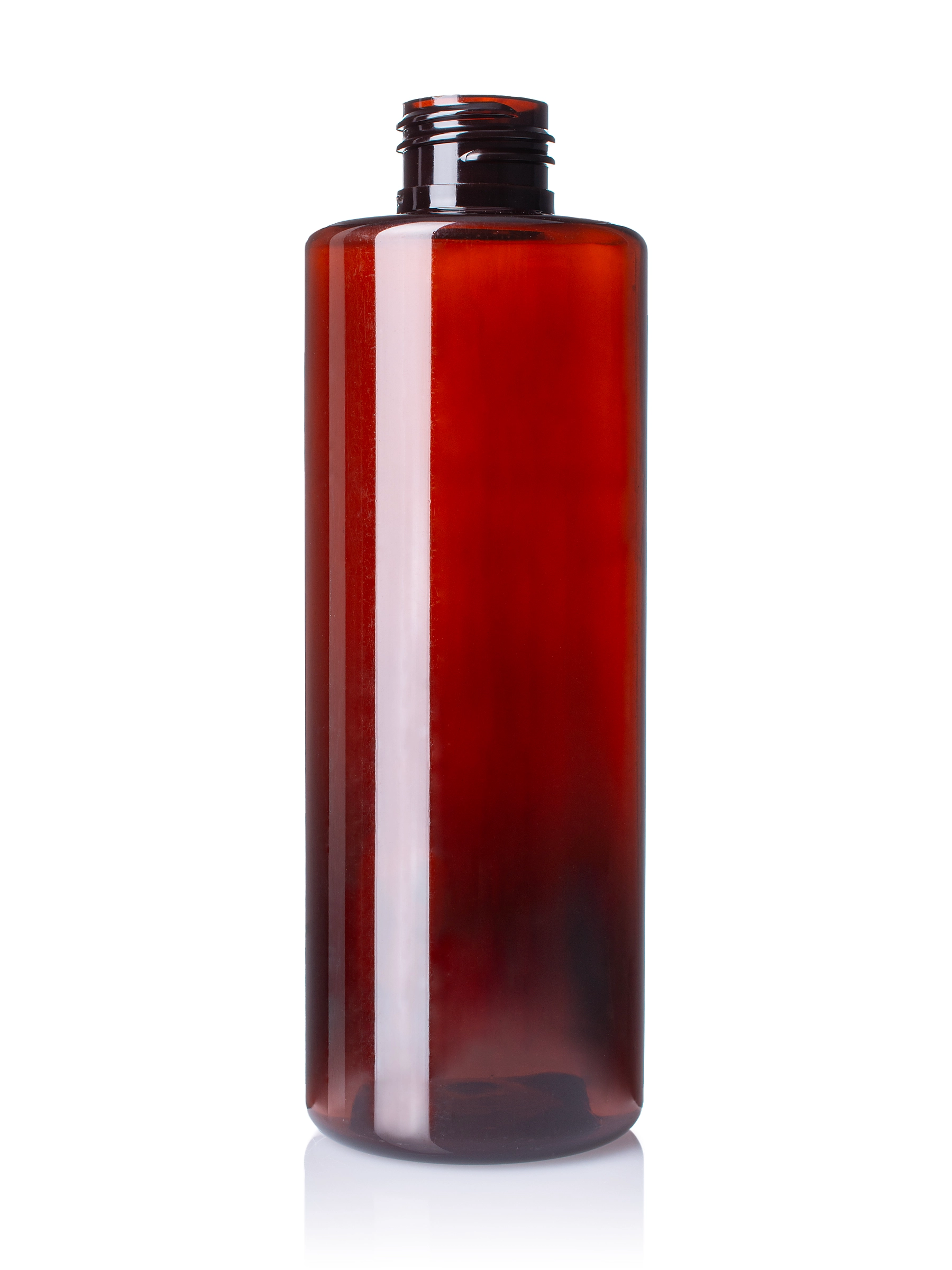 8 oz Amber PET Plastic Cylinder Round Bottle – B179AM