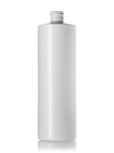 16 oz white HDPE plastic cylinder round bottle with 24-410 neck finish