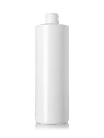 12 oz white HDPE plastic cylinder round bottle with 24-410 neck finish