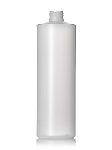 16 oz natural-colored HDPE plastic cylinder round bottle with 24-410 neck finish