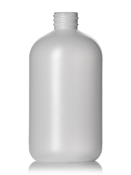 16 oz Natural-Colored HDPE Plastic Boston Round Bottle – B202