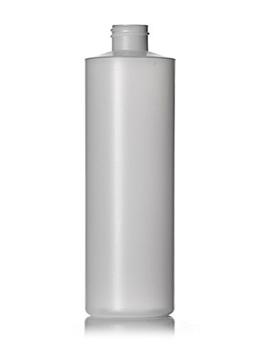 16 oz natural-colored HDPE plastic cylinder round bottle with 28-410 neck finish