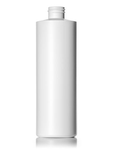 16 oz white HDPE plastic cylinder round bottle with 28-410 neck finish