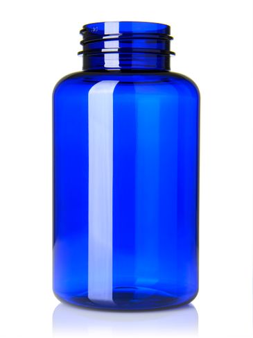 200 cc cobalt blue PET plastic pill packer bottle with 38-400 neck finish