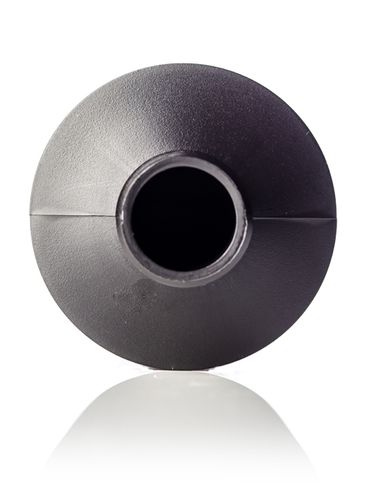 16 oz black HDPE plastic cylinder round bottle with 28-410 neck finish