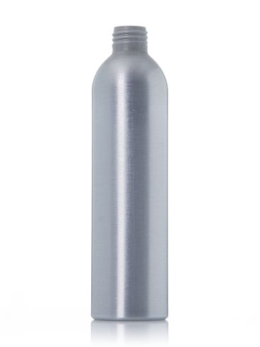 8 oz silver aluminum bullet round bottle with 24-410 neck finish