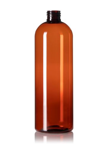 16 oz amber PET plastic cosmo round bottle with 24-410 neck finish