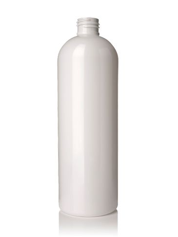 16 oz white PET plastic cosmo round bottle with 24-410 neck finish