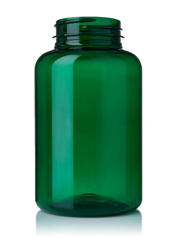 300 cc green PET plastic pill packer bottle with 45-400 neck finish