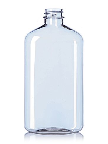 500 mL clear PET plastic metric oblong bottle with 28-400 neck finish