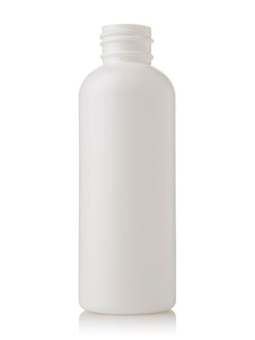 4 oz white HDPE plastic plastique round bottle with 24-410 neck finish - unflamed