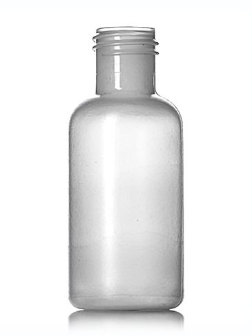 1/2 oz natural-colored LDPE plastic boston round bottle with 15-415 neck finish