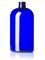 16 oz cobalt blue PET plastic squat boston round bottle with 24-410 neck finish