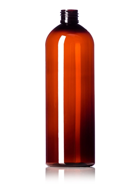 16 oz Amber PET Plastic Cosmo Round Bottle – B230A