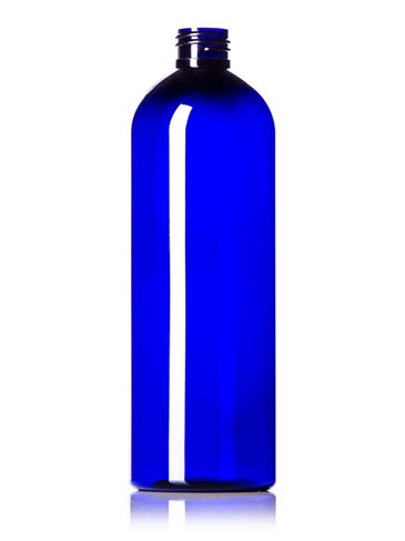 16 oz cobalt blue PET plastic cosmo round bottle with 24-410 neck finish