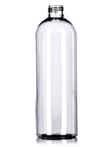 16 oz clear PET plastic cosmo round bottle with UV inhibitor and 24-410 neck finish