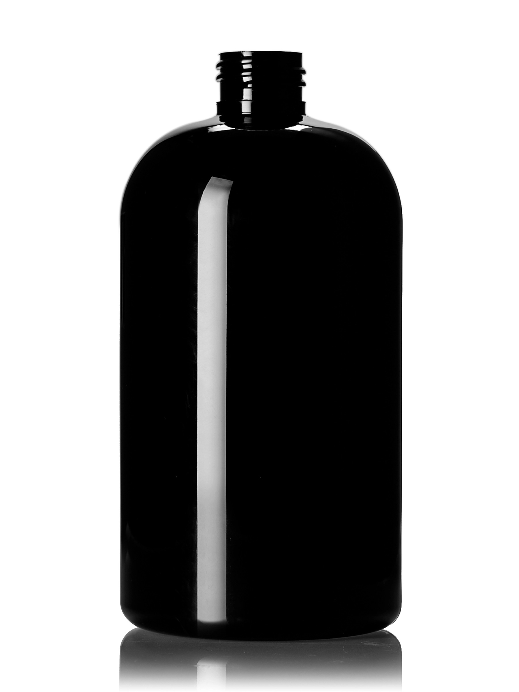 16 oz Black PET Plastic Squat Boston Round Bottle – B231BK