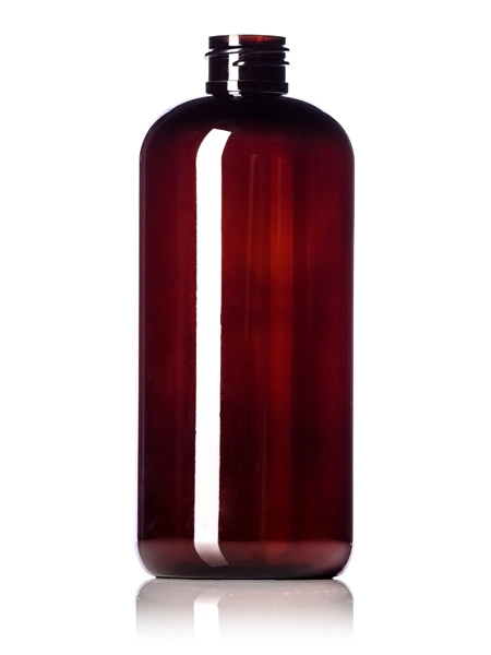 16 oz Amber PET Plastic Boston Round Bottle – B233A