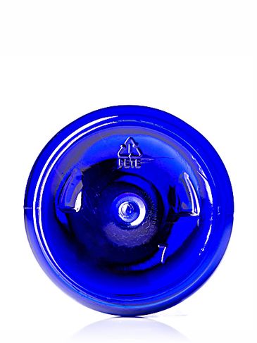 16 oz cobalt blue PET plastic boston round bottle with 28-410 neck finish