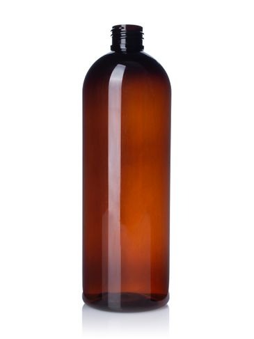 16 oz amber 100% PCR PET plastic bullet round bottle with 24-410 neck finish