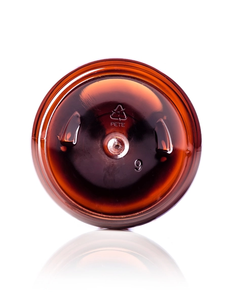 16 oz Amber PET Plastic Modern Round Bottle – B247