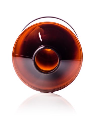 16 oz amber PET plastic modern round bottle with 28-410 neck finish