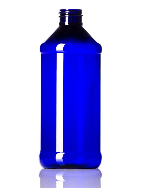 16 oz Cobalt Blue PET Plastic Modern Round Bottle – B247B