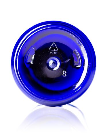 16 oz cobalt blue PET plastic modern round bottle with 28-410 neck finish