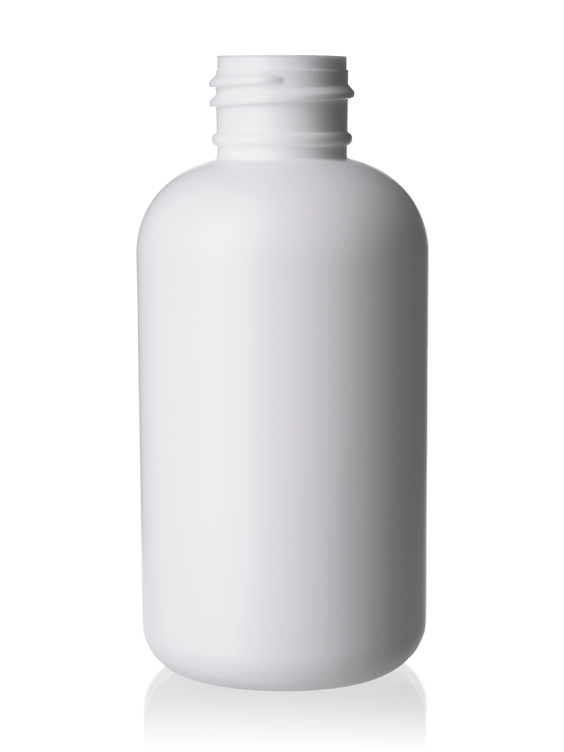 4 oz White HDPE Plastic Boston Round Bottle – B2527WH