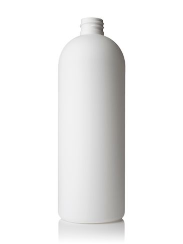 24 oz white HDPE soft touch plastic bullet round bottle with 28-410 neck finish