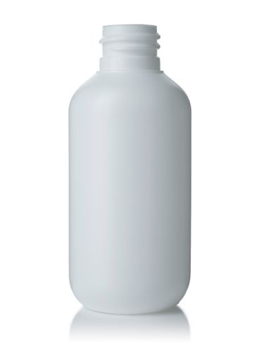 2 oz white HDPE plastic boston round bottle with 20-410 neck finish