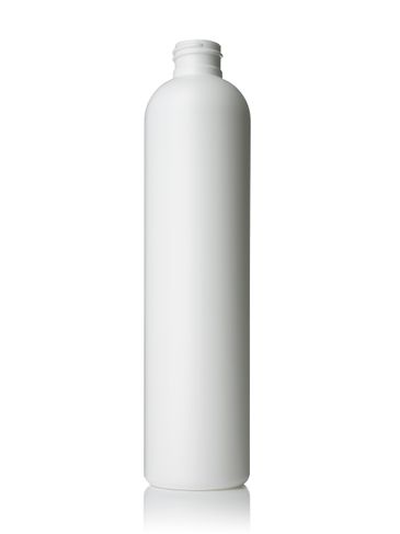 10 oz white HDPE soft touch plastic bullet round bottle with 24-410 neck finish