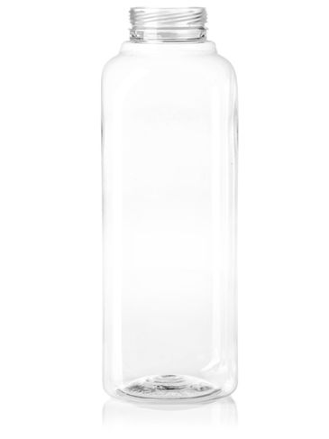 16 oz clear PET plastic french square bottle with 38-IPEC neck finish
